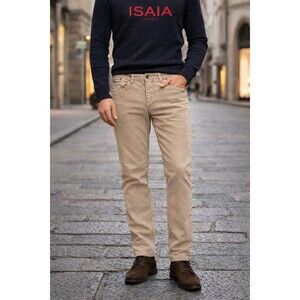 Isaia Napoli Corduroy Pants Men’s IT 50 / 33x28 Beige Tan Slim Fit Luxury Italy